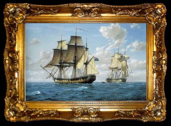 framed  unknow artist Seascape, boats, ships and warships. 106, ta009-2